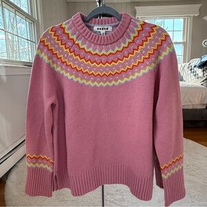 Boden Fair Isle 100% Pure Cashmere Sweater Jumper Pink